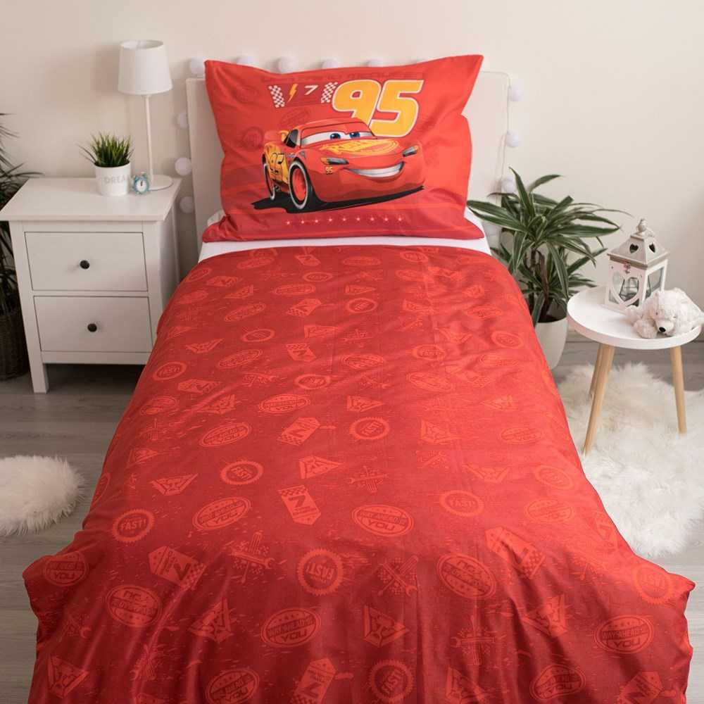 Patalynė dziecięca 140x200 Cars Auta 9497 Zygzak McQueen raudona poszewka 70x90