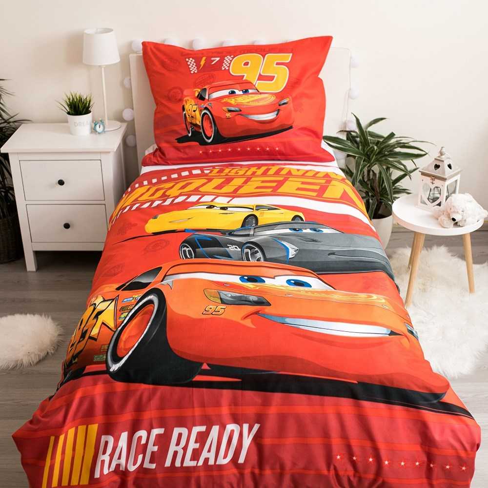 Patalynė dziecięca 140x200 Cars Auta 9497 Zygzak McQueen raudona poszewka 70x90