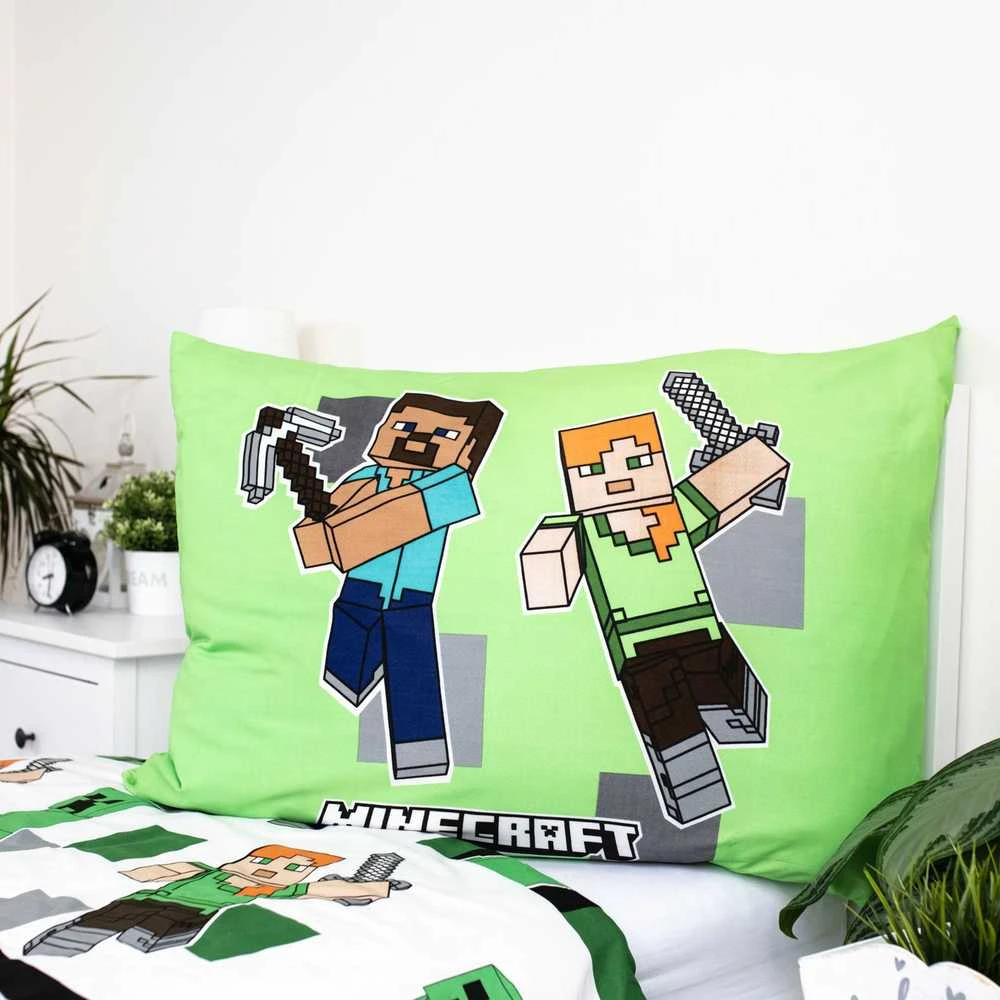 Patalynė dziecięca 140x200 Minecraft "Out of the Box" žalia poszewka 70x90 JF24