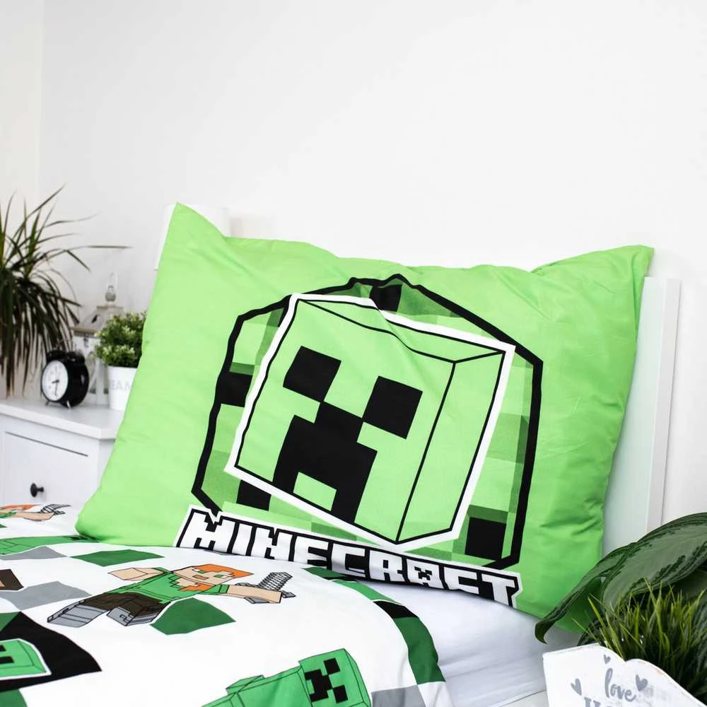 Patalynė dziecięca 140x200 Minecraft "Out of the Box" žalia poszewka 70x90 JF24
