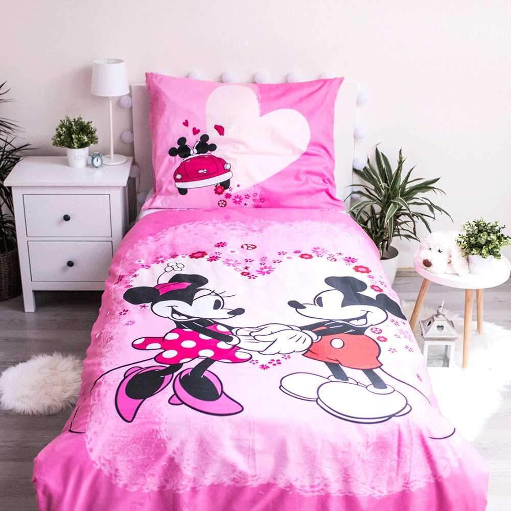 Patalynė dziecięca 140x200 Myszki Mini Miki 9527 Minnie Mickey Mouse poszewka 70x90