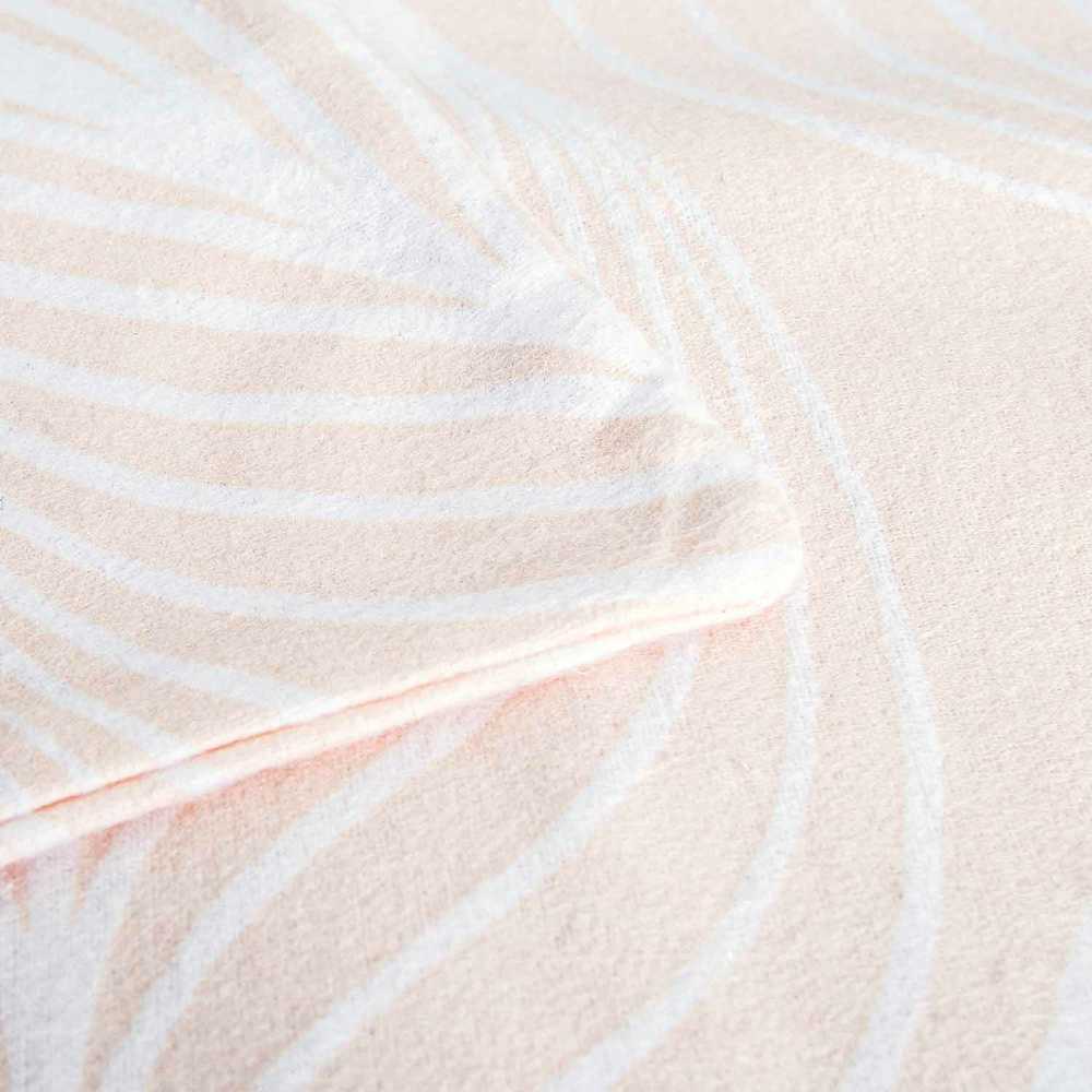 Flanelės patalynės komplektas 160x200 cm, minkšta medvilninė flanelė, gėlių geometrinis raštas, šilta žieminė patalynė, rožinis ir baltas patalynės komplektas, patalynė su užtrauktuku