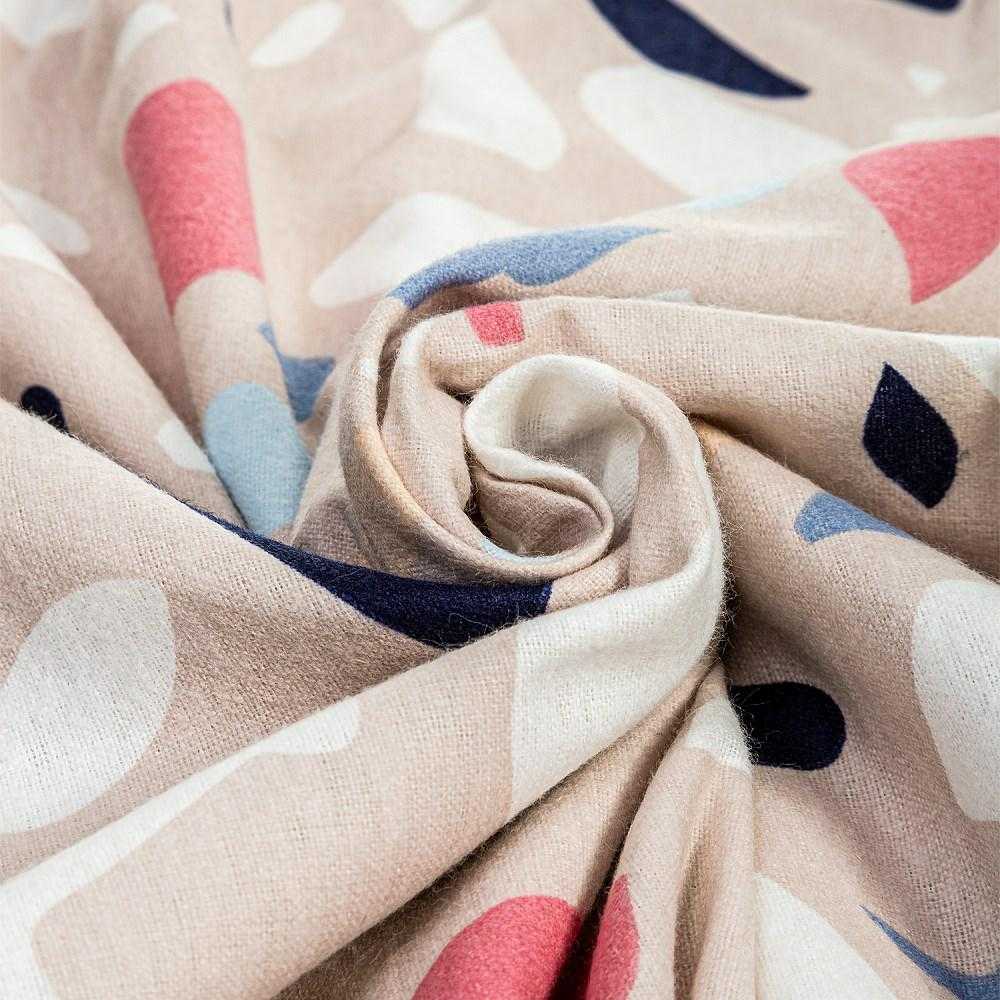 Rožinės teraco flanelės patalynės komplektas, 220x200 cm, minkšta šilta patalynė, jauki flanelės patalynė, žieminė patalynė, kvėpuojanti medvilninė patalynė, patalynė miegamajam