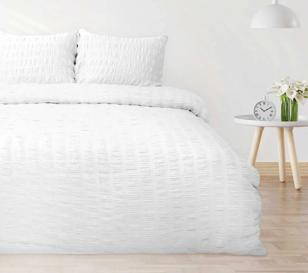 Multitex Vaflinio pynimo medvilnės satino patalynės komplektas, 160x200 cm antklodės užvalkalas su 2 pagalvių užvalkalais, glamžyta tekstūra, nereikia lyginti, OEKO-TEX sertifikatas, minkšta patalynė