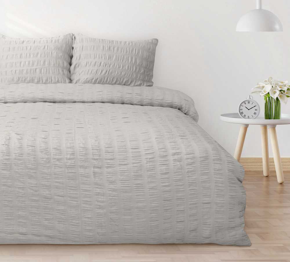 Multitex Pilkas vaflinio pynimo satino medvilnės patalynės komplektas, 220x200 cm antklodės užvalkalas su pagalvėmis, nereikia lyginti, OEKO-TEX sertifikatas, minkšta patalynė miegui