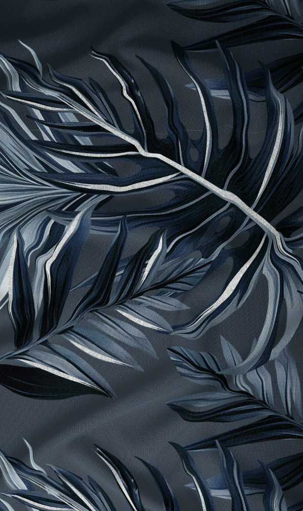 Atlasinės patalynės komplektas 160x200 cm, tamsiai mėlyni lapai, užtrauktukas, minkšta medvilninė patalynė, gėlėta patalynė, miegamojo patalynė