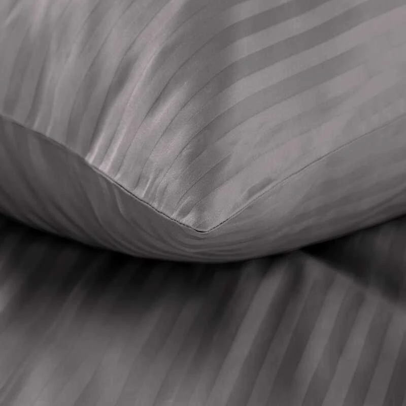 Eurofirany Medvilnės satino patalynės komplektas, 160x200 cm antklodės užvalkalas su dviem pagalvių užvalkalais, dryžuotas raštas, užtrauktukas, kvėpuojantis audinis, miegamojo tekstilė Patalynė