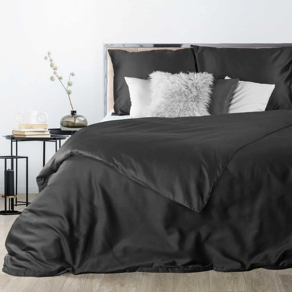 Eurofirany NOVA3 aukštos kokybės medvilninio satino vienspalvės patalynės komplektas, 180 X 200 cm, 2 vnt. 70 X 80cm, spalva: juoda