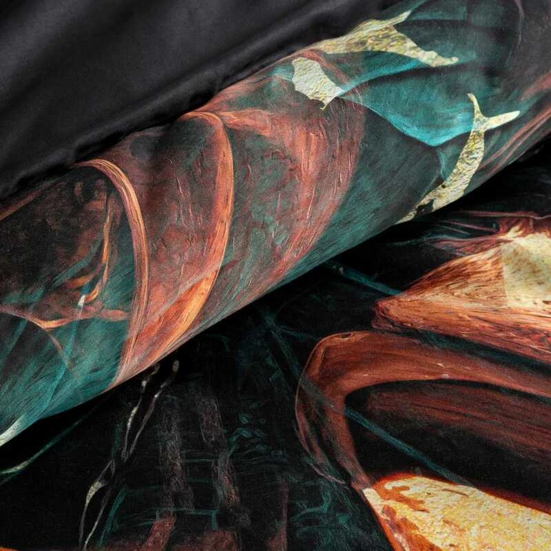 Eurofirany Medvilninio satino patalynės komplektas, 220x200 cm antklodės užvalkalas su dviem pagalvių užvalkalais, neblunkantis dizainas, užtrauktukas, 125 g/m² svoris, modernus raštas, miegamojo tekstilė