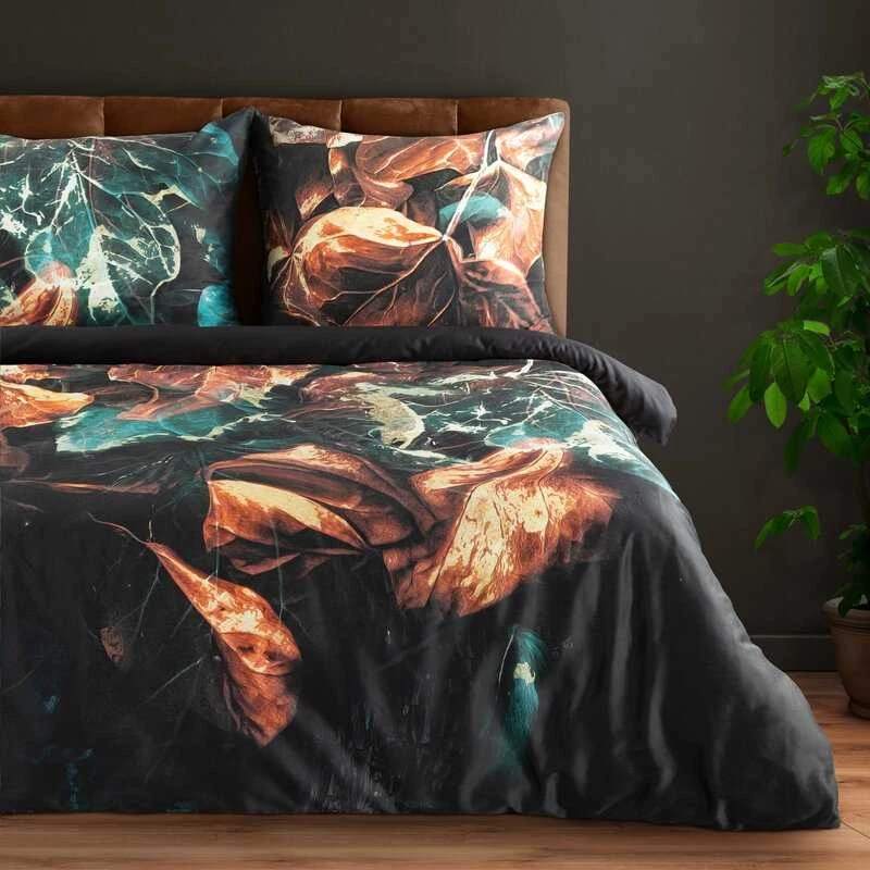 Eurofirany Medvilninio satino patalynės komplektas, 220x200 cm antklodės užvalkalas su dviem pagalvių užvalkalais, neblunkantis dizainas, užtrauktukas, 125 g/m² svoris, modernus raštas, miegamojo tekstilė