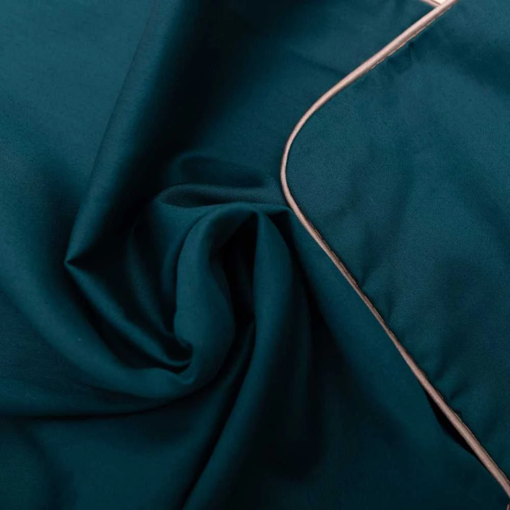 Multitex Medvilnės satino patalynės komplektas su apvadu, 220x200 cm, tamsiai turkio spalva, vientisa spalva, 130 g/m², antklodės užvalkalas ir pagalvės, miegamojo tekstilė
