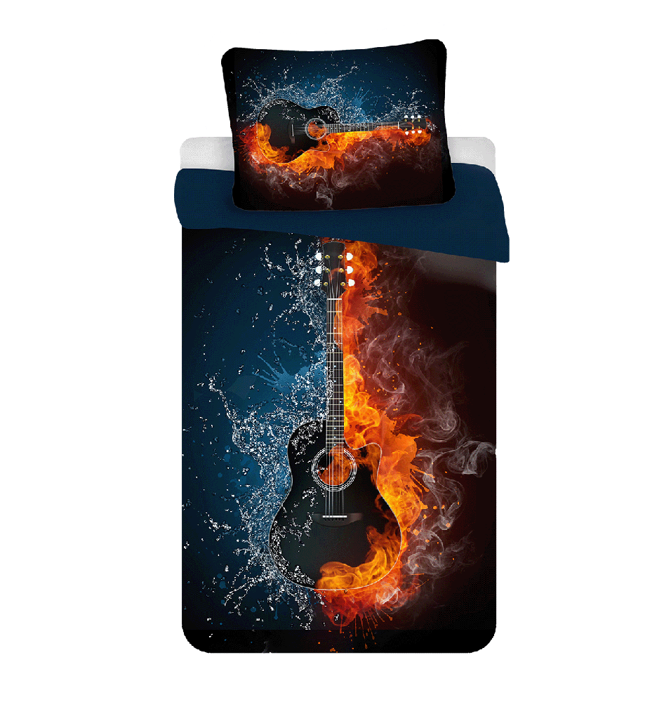 Patalynė su mikrofibry 140x200 Gitara tamsiai mėlyna poszewka 70x90