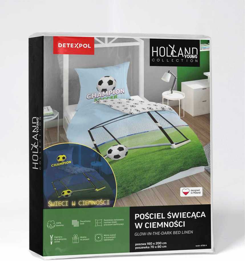 Detexpol Tamsoje šviečianti patalynė 140x200 futbolo aikštės tikslas