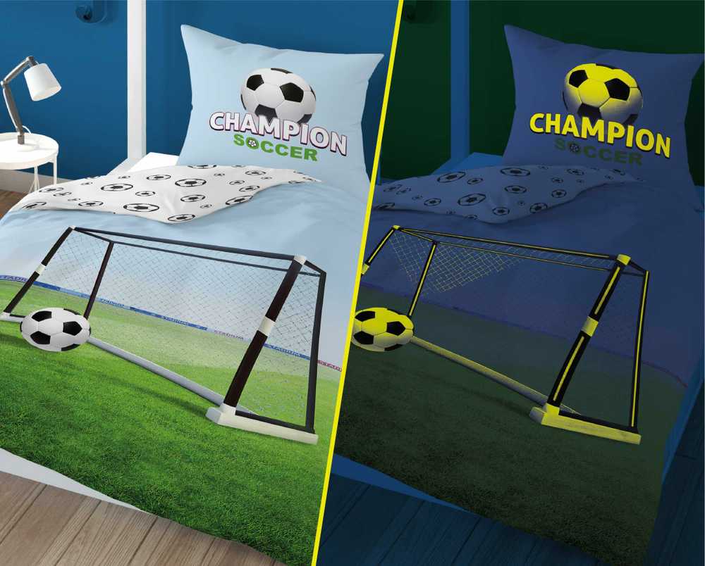 Detexpol Tamsoje šviečianti patalynė 140x200 futbolo aikštės tikslas