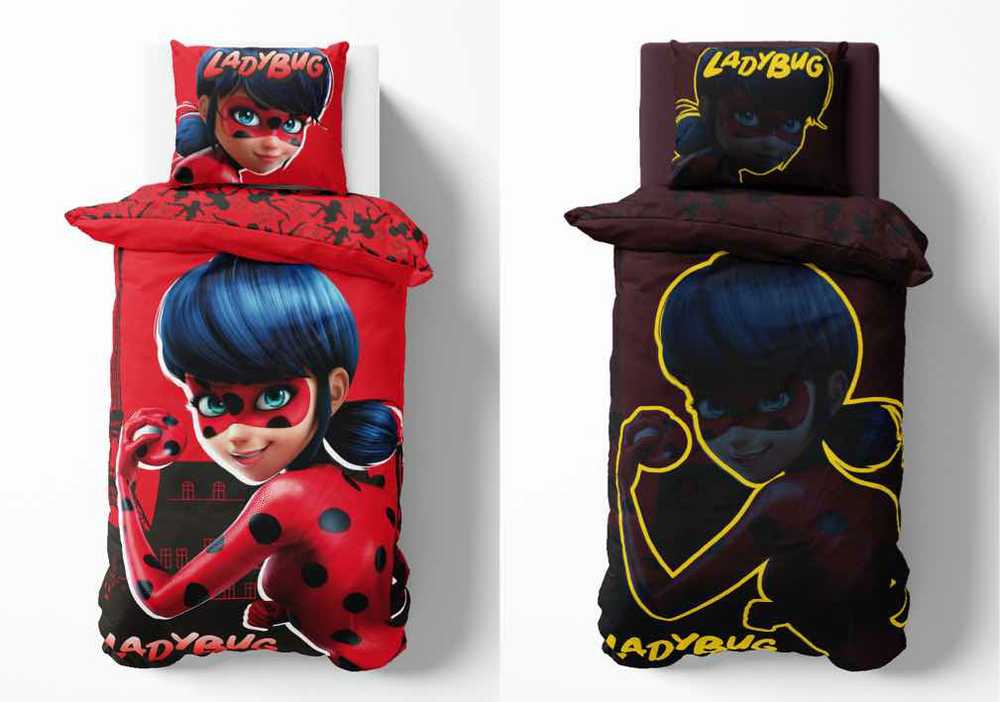 Detexpol Tamsoje švytinti patalynė 140 x 200 „Miraculous Ladybug and Cat Noir“ medvilnė