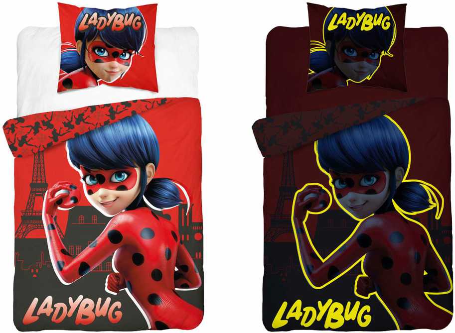 Detexpol Tamsoje švytinti patalynė 140 x 200 „Miraculous Ladybug and Cat Noir“ medvilnė