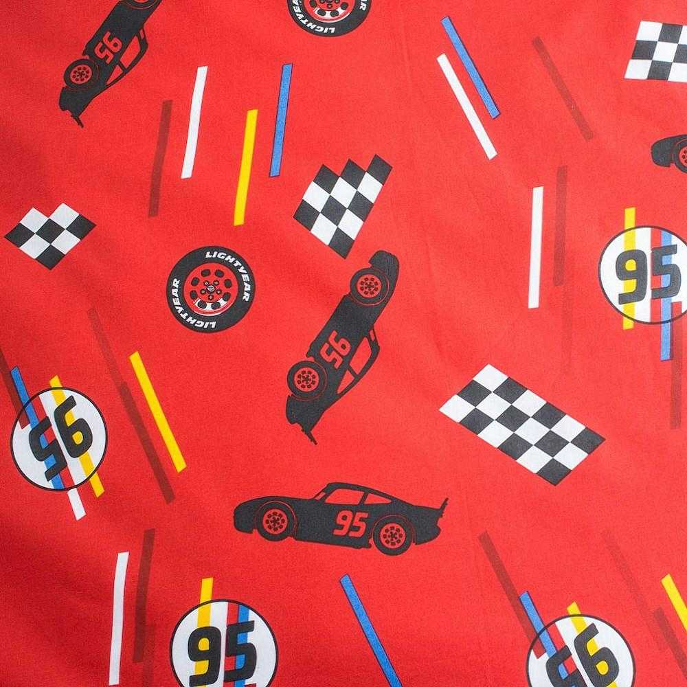 Patalynė świecąca w ciemności 140x200 Cars Auta 8285 bawełniana poszewka 70x90 raudona