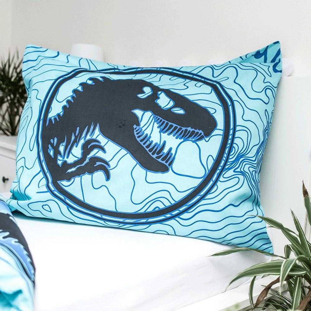 Patalynė świecąca w ciemności 140x200 Dinozaur Jurassic World bawełniana poszewka 70x90