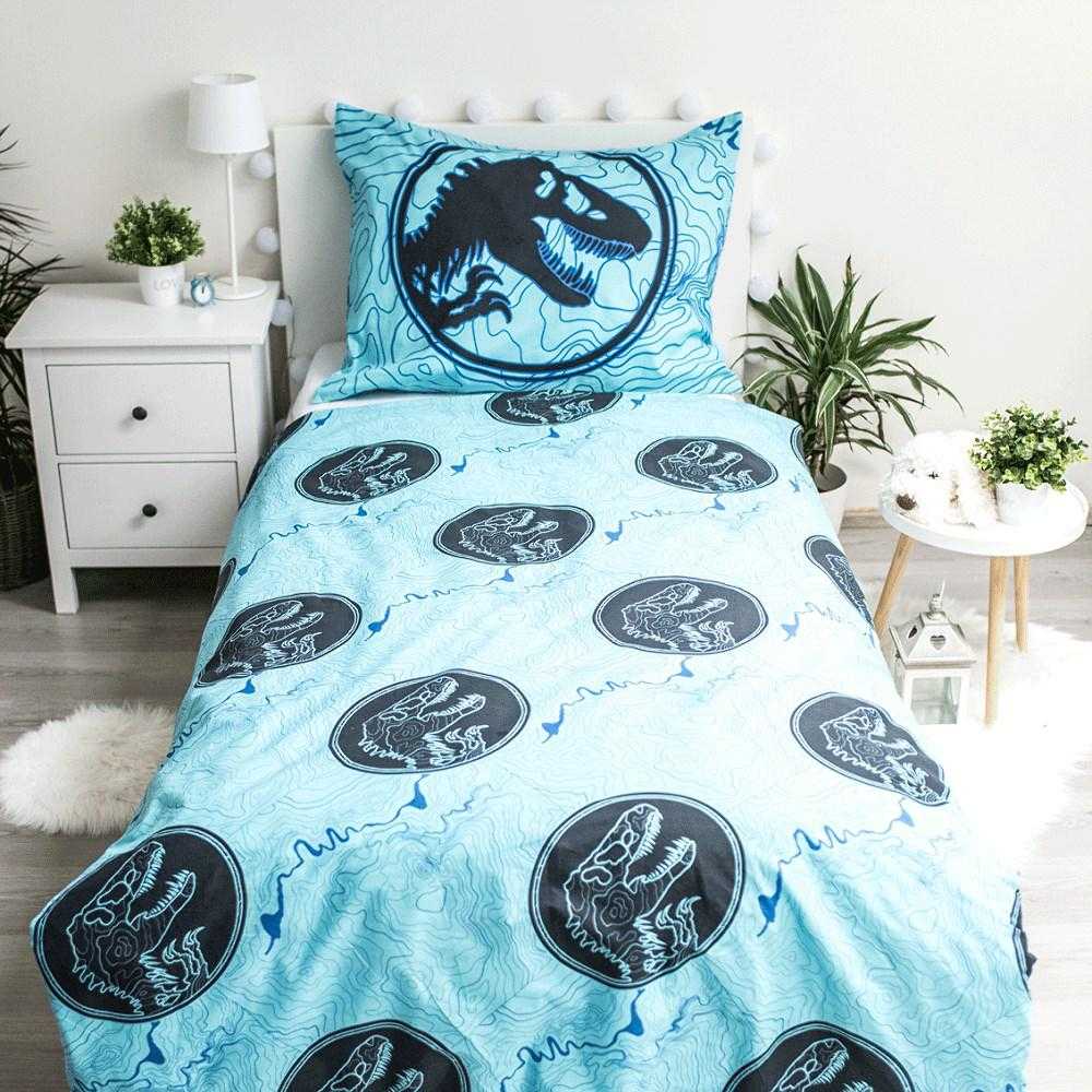Patalynė świecąca w ciemności 140x200 Dinozaur Jurassic World bawełniana poszewka 70x90