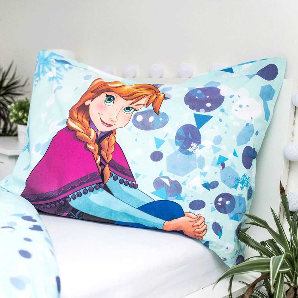 Patalynė świecąca w ciemności 140x200 Frozen Anna Elsa Kraina Lodu bawełniana poszewka 70x90