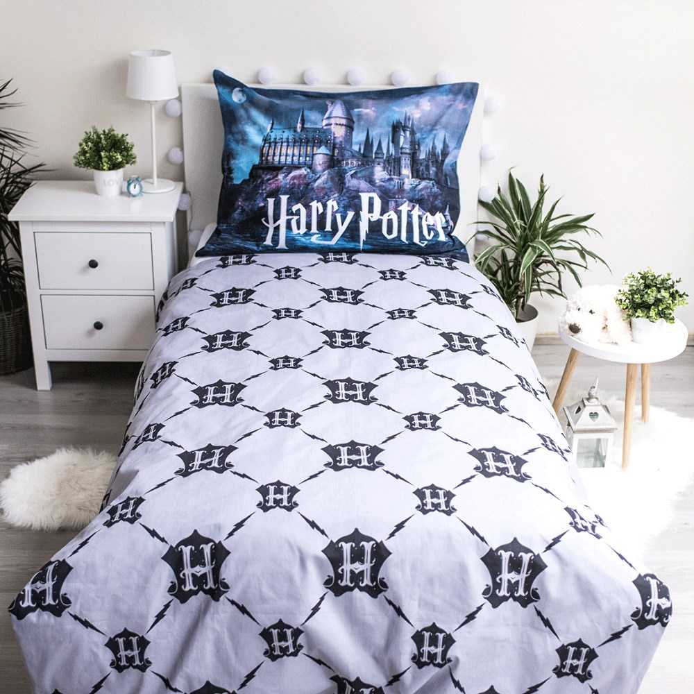 Patalynė świecąca w ciemności 140x200 Harry Potter 1748 bawełniana poszewka 70x90