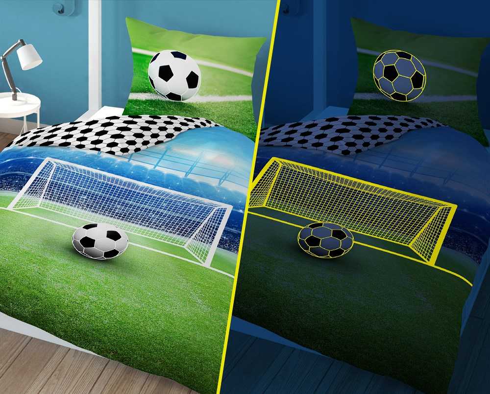 Detexpol ŠVYTI TAMSIOJE PATALĖJE 140 x 200 FUTBOLIS FUTBOLO ĮVARTOS LAUKAS