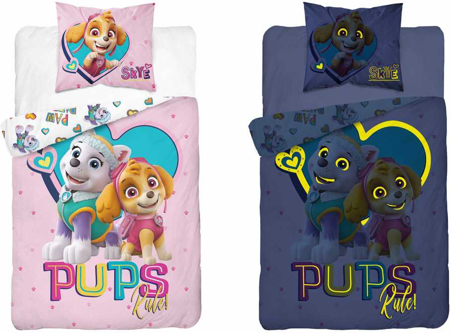 Detexpol Patalynė Švyti tamsoje 140x200 PAW PATROL šuniukai Rožinė