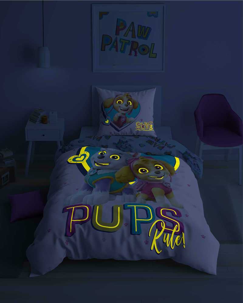 Detexpol Patalynė Švyti tamsoje 140x200 PAW PATROL šuniukai Rožinė