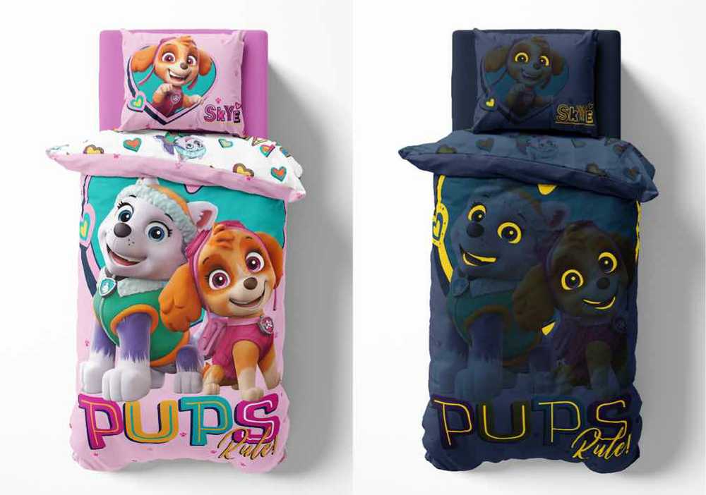 Detexpol Patalynė Švyti tamsoje 140x200 PAW PATROL šuniukai Rožinė
