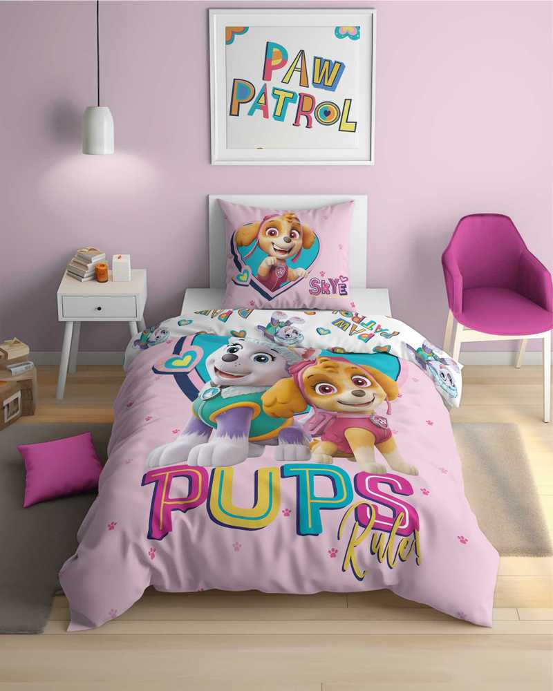 Detexpol Patalynė Švyti tamsoje 140x200 PAW PATROL šuniukai Rožinė