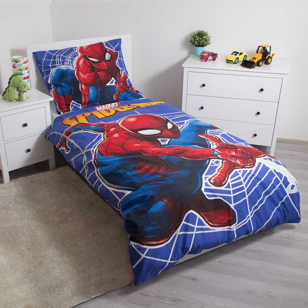 Patalynė świecąca w ciemności 140x200 Spiderman Człowiek Pająk 9339 bawełniana poszewka 70x90 JF24