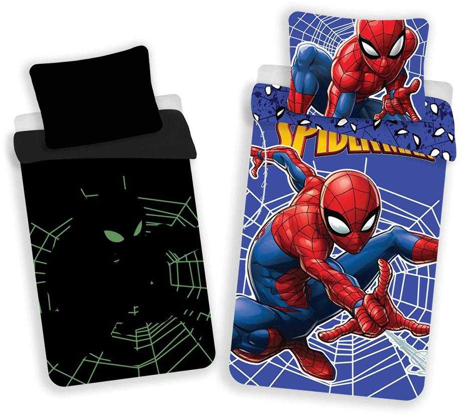 Patalynė świecąca w ciemności 140x200 Spiderman Człowiek Pająk 9339 bawełniana poszewka 70x90 JF24