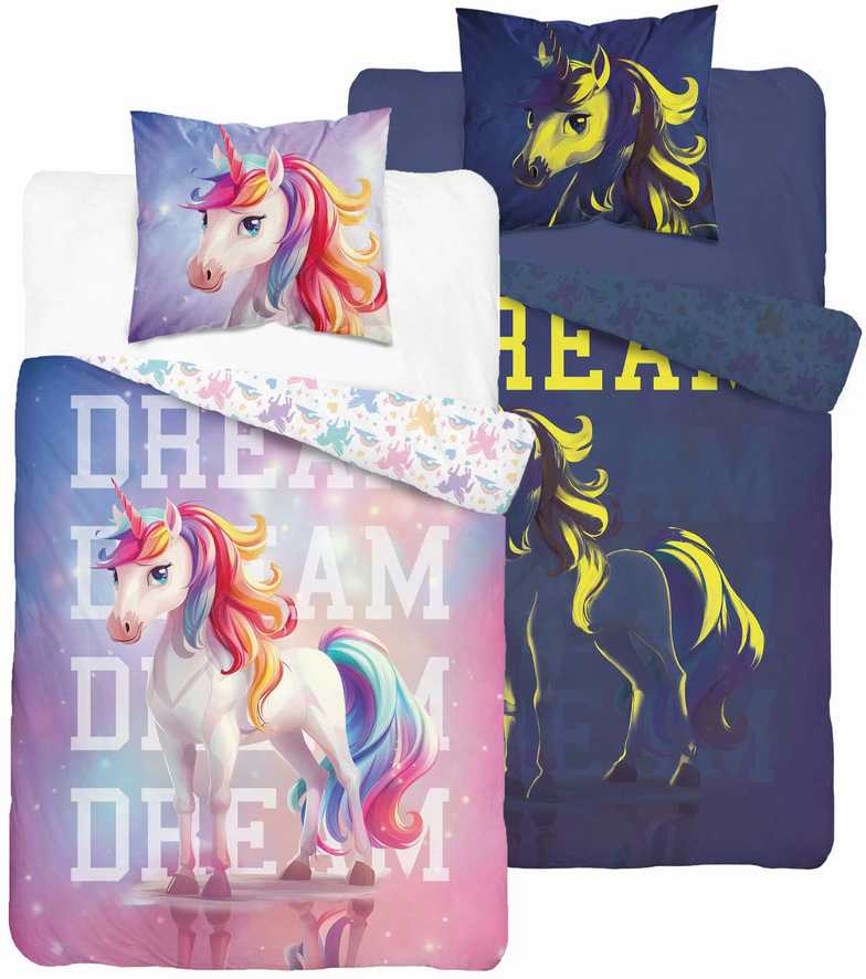 Detexpol GLOWING UNICORN PATALĖS UNICORN 140x200cm FLUO DREAM ROŽINĖ