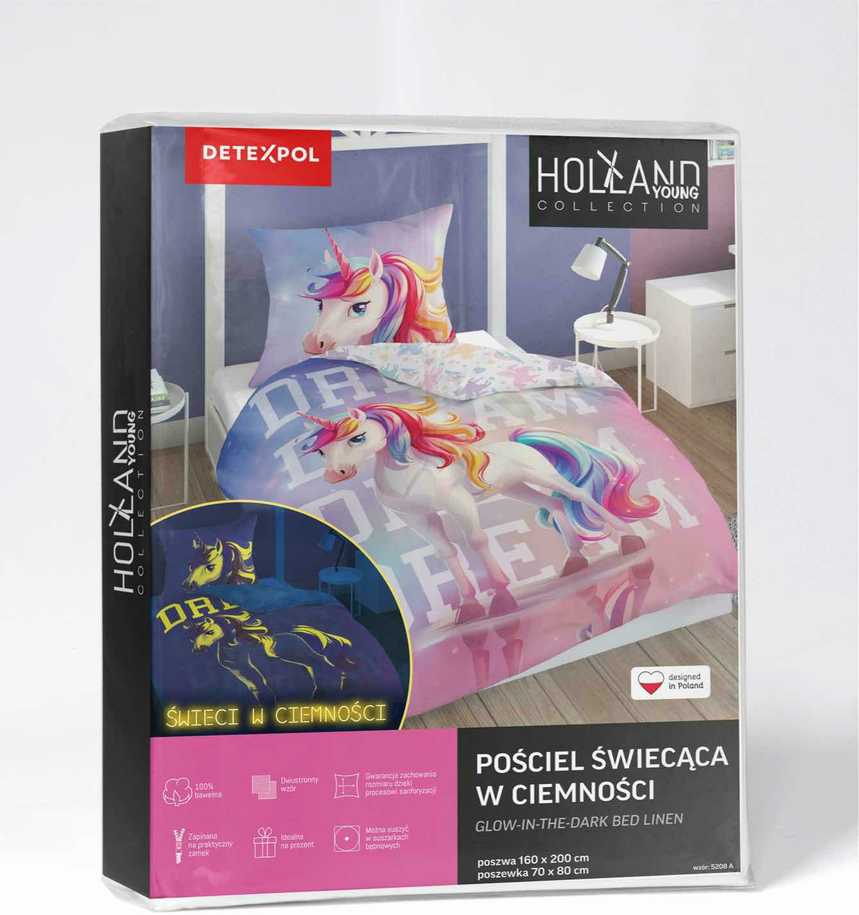 Detexpol GLOWING UNICORN PATALĖS UNICORN 140x200cm FLUO DREAM ROŽINĖ