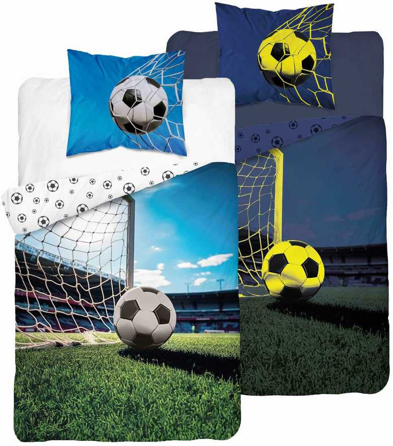 Detexpol Vaikiškos patalynės komplektas 160x200 su futbolo motyvu, šviečiantis tamsoje