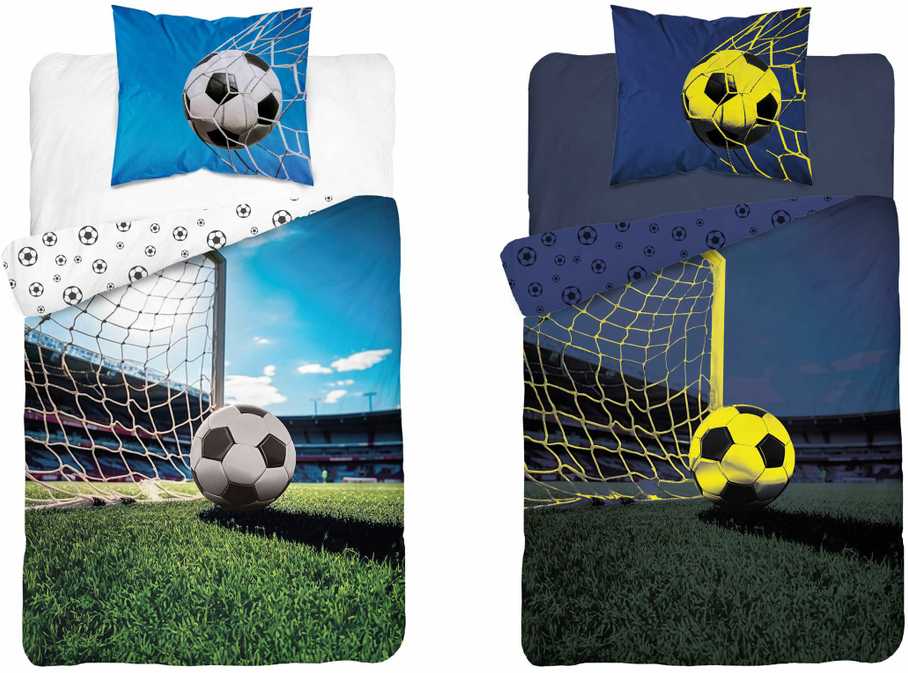 Detexpol Vaikiškos patalynės komplektas 160x200 su futbolo motyvu, šviečiantis tamsoje
