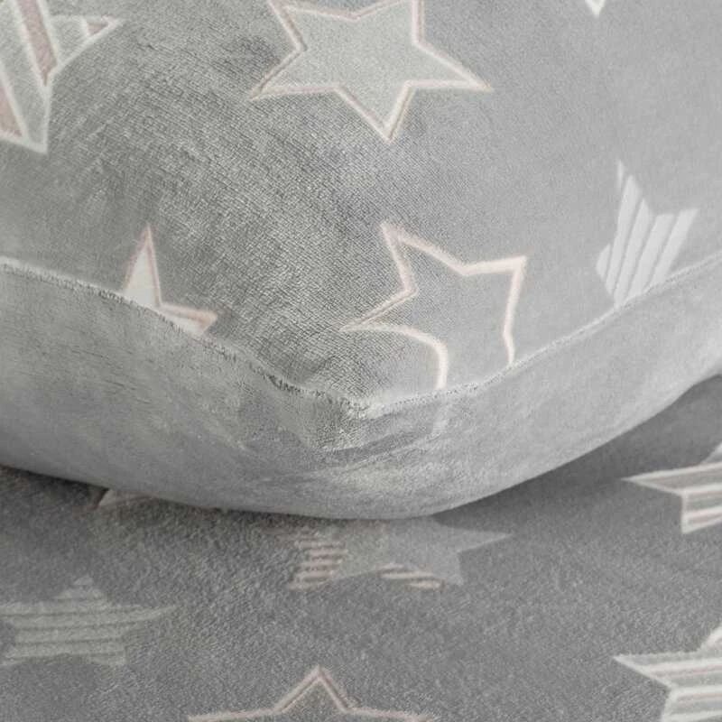 Eurofirany Aksominės patalynės komplektas 220x200 cm, šiltas žieminis antklodės užvalkalas su pagalvių užvalkalais, minkštas poliesterio aksomas, žvaigždžių raštas, šiluminis komfortas, miegamojo tekstilė