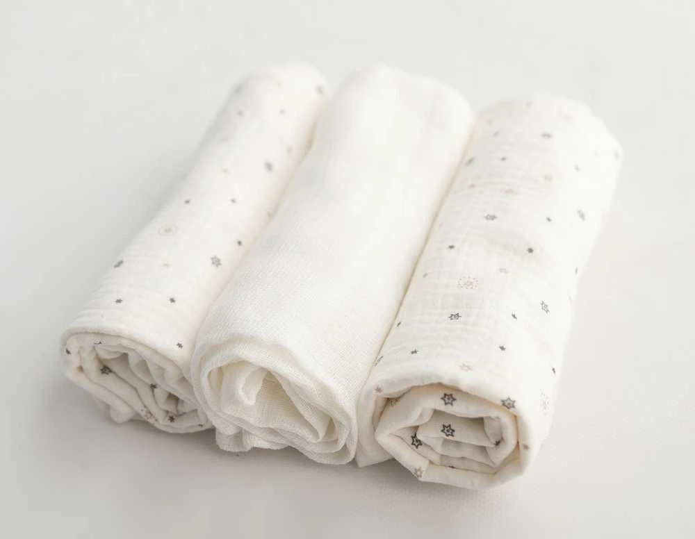 Rankšluostis Multitex Pielucha MUSLIN DESIGN druk 3 pak, roz. 70x80