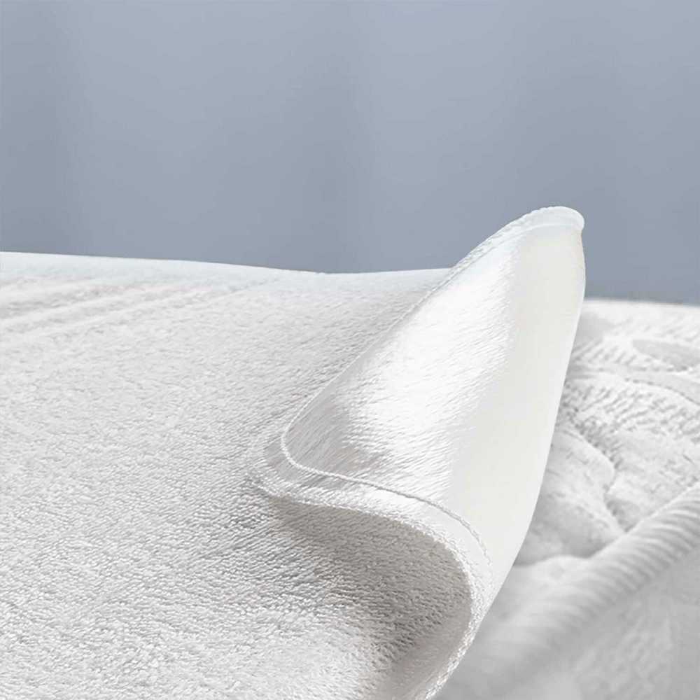 Čiužinio apsauga, vandeniui atsparus higieninis užvalkalas 200x220 cm lovai, baltas PVC laminuotas audinis, apsauga nuo nelaikymo, Oeko-Tex sertifikatas, neperšlampama paklodė