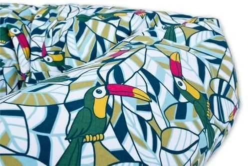 Baby Matex Relax 170 cm tukanų žalijos lapų R-42 pozicionavimo pagalvė žindymui, nėštumui, poilsiui