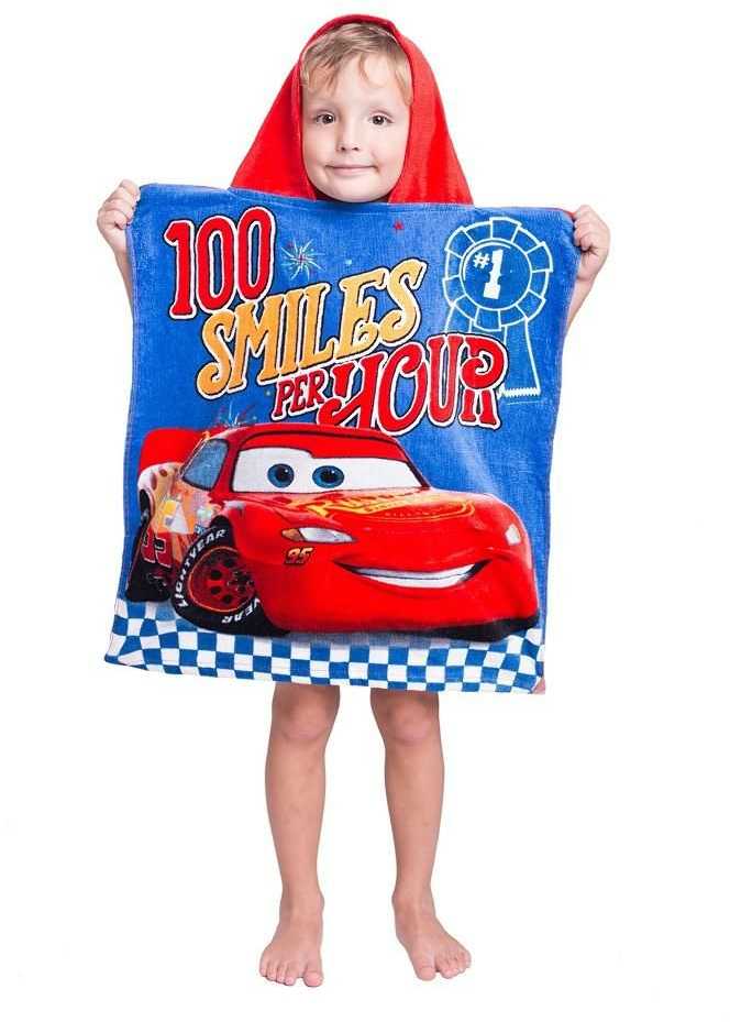 Poncho vaikams 50x115 Cars Auta 2887 Złomek Zygzak McQueen ręcznik su kapturem