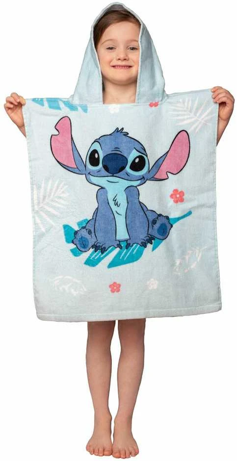 Poncho vaikams 50x115 Lilo and Stitch mėlyna ręcznik su kapturem dziecięcy Jf24