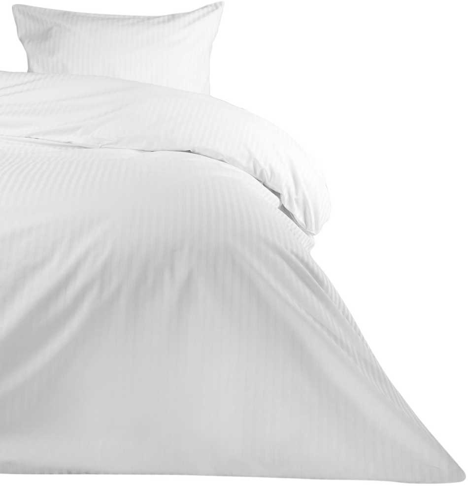 Patalynės komplektas Viešbučio antklodės užvalkalas, 220x200 cm balta medvilnė su 1 cm juostelėmis, 30 cm viešbučio užlankas, sanforizuotas audinys, intensyviam naudojimui, patalynė viešbučiams