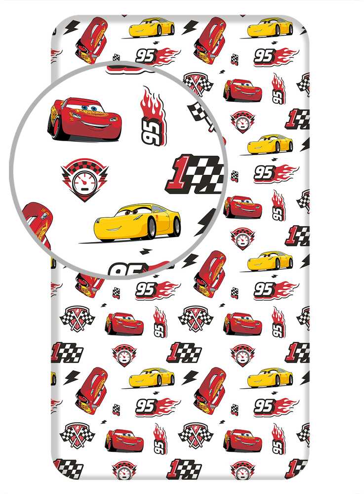 Cars 3 "McQueen" Vaikiška paklodė su guma, 90x200+25 cm
