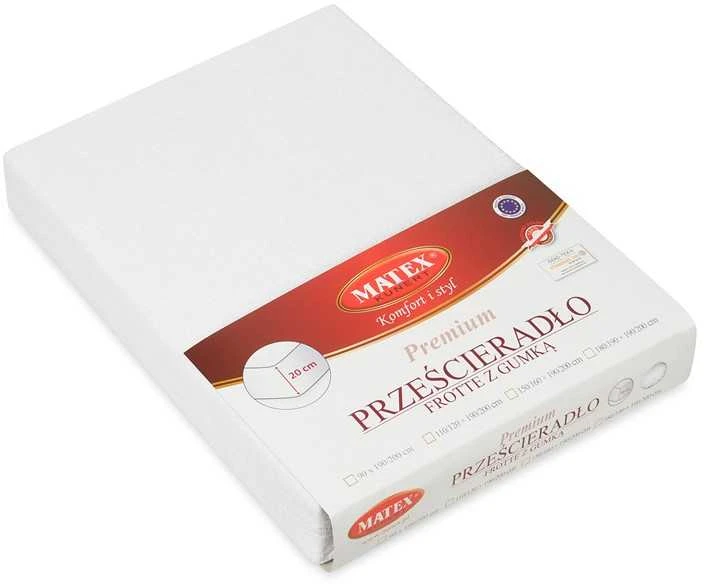 Matex Terry paklotas su guma 90/100x190/200 PREMIUM Baltas - TFPG90-01