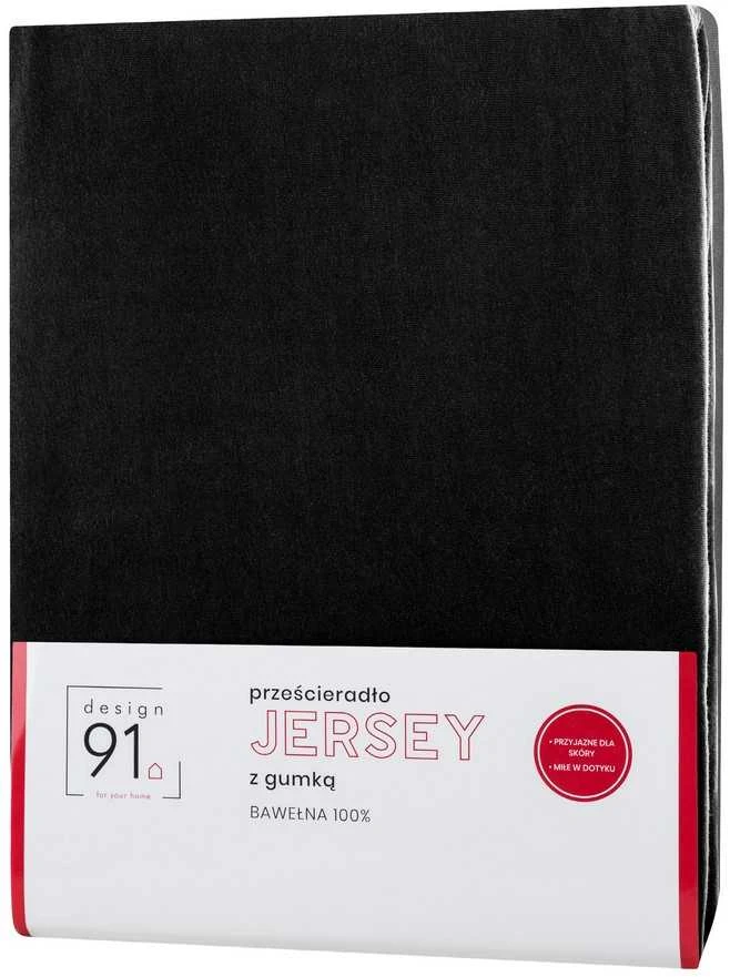 Eurofirany DESIGN 91 Medvilninė paklodė su guma JERSEY, 140X200+30CM, 125 g/m2 , spalva: juoda