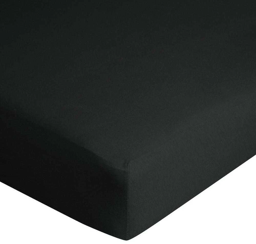 Eurofirany DESIGN 91 Medvilninė paklodė su guma JERSEY, 140X200+30CM, 125 g/m2 , spalva: juoda
