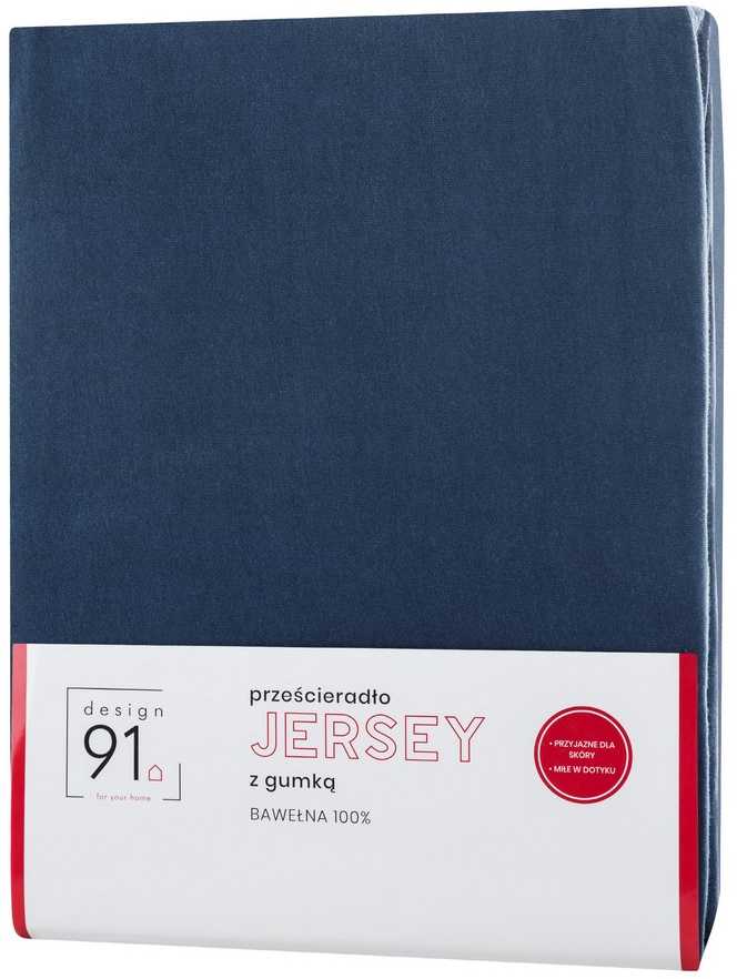 Eurofirany DESIGN 91 Medvilninė paklodė su guma JERSEY, 140X200+30CM, 125 g/m2 , spalva: mėlyna Paklodė