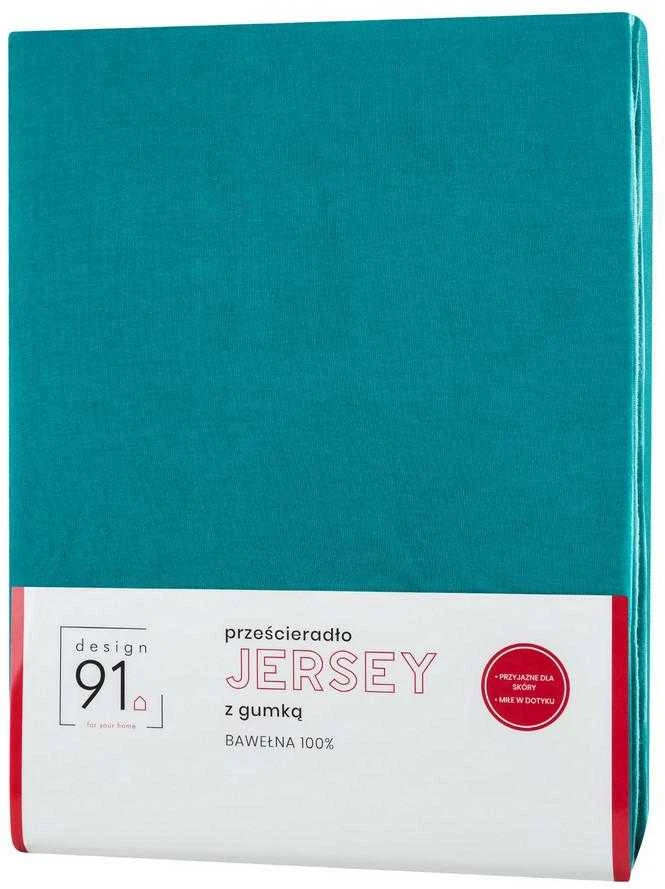 Eurofirany DESIGN 91 Medvilninė paklodė su guma JERSEY, 140X200+30CM, 125 g/m2 , spalva: turkio