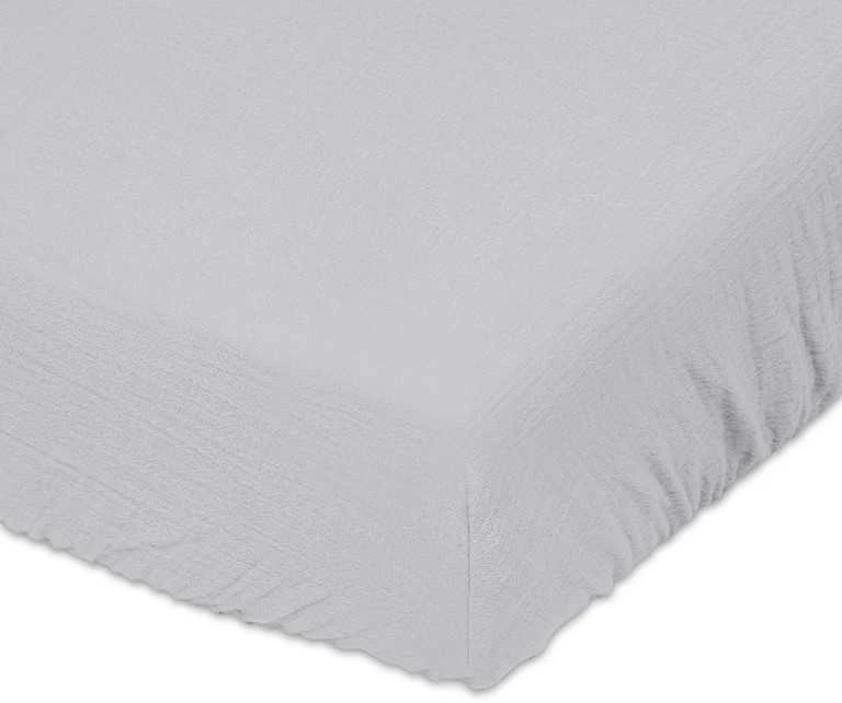 Matex Muslino paklodė su guma 90x200 cm, pilka medvilninė paklodė, minkšta kvėpuojanti patalynė, elastinė paklodė, 90 x 200 cm patalynė